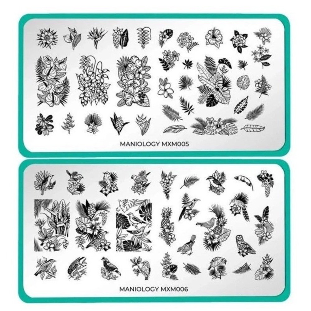 Maniology ManiXMe Nail Art Stamping Plates - Pure Aloha MXM005 & MXM006